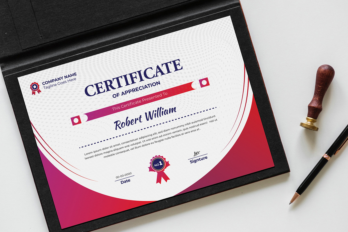 Certificate Of Achievement Layout, a Stationery Template by MightyDesign (Photo 3 of 6)
