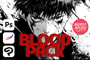 Anime Blood Brushes - Procreate, PS, a Brush Add-On by Manga Brush (Thumbnail 1 of 4)