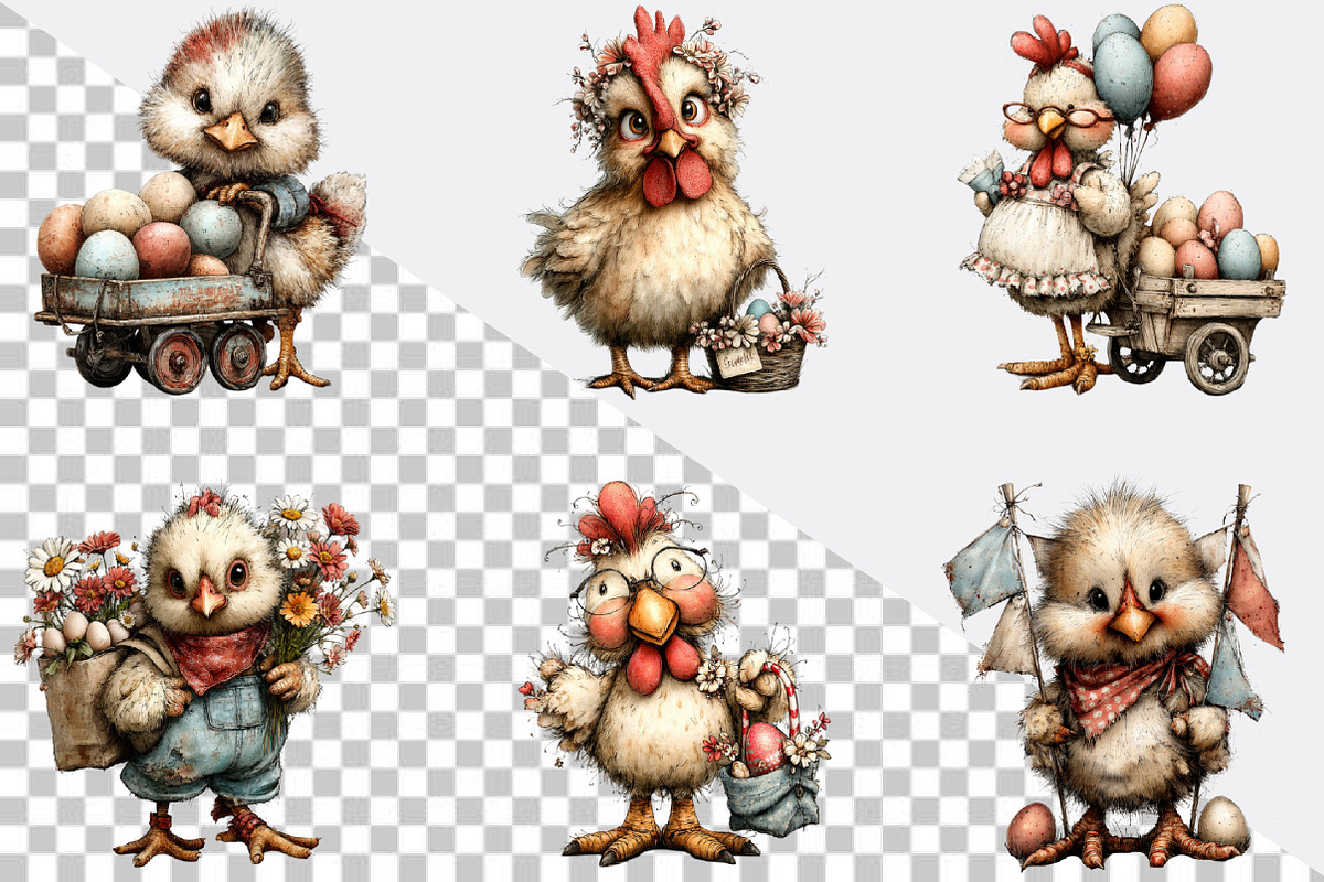 Whimsical Easter Chicken Clipart Bun, an Illustration by SVGArt (Photo 2 of 7)