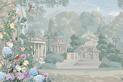 Hydrangea Garden Wallpaper Art, a Decorative Illustration by Mughal Wallpaper (Thumbnail 1 of 3)
