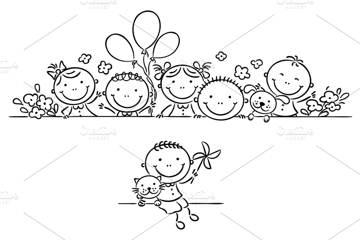 Cartoon kids frames and borders set, a Person Illustration by Bubert Art (Photo 12 of 13)
