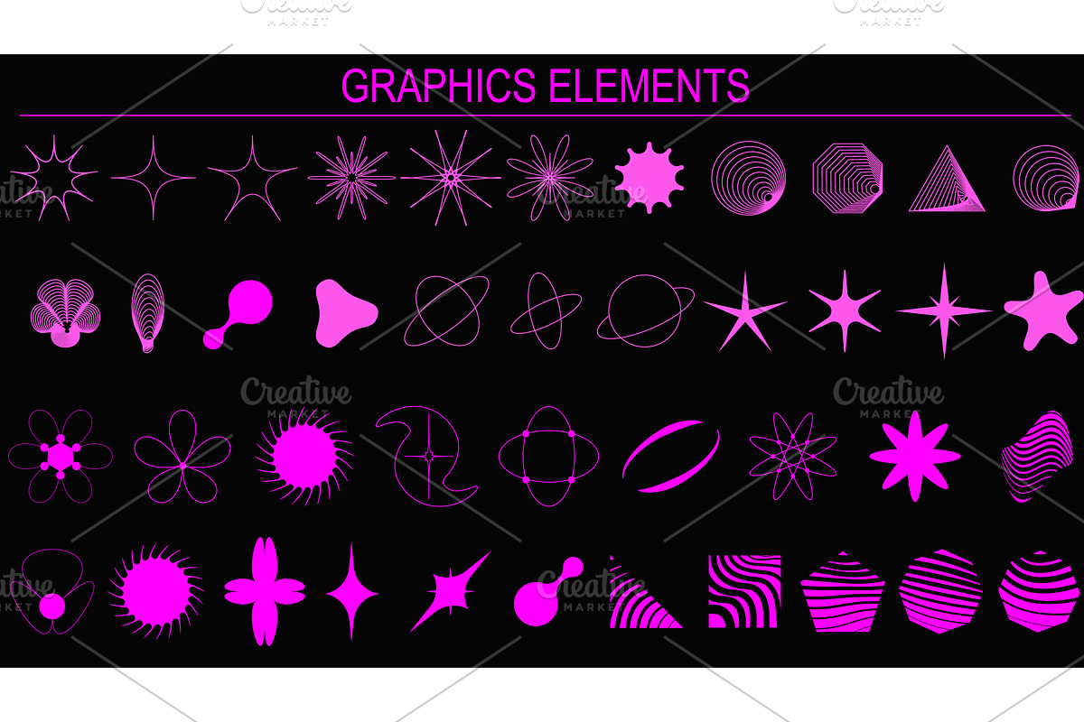 Set of abstract geometric elements., an Illustration by Vector graphics