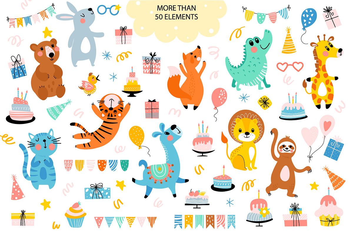 Cute Animals Birthday Greetings, an Animal Illustration by rosypatterns (Photo 2 of 6)