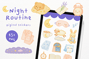 Night Routine Goodnotes Stickers, an Illustration by mimimeow (Thumbnail 1 of 3)