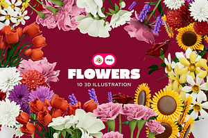 Flowers 3D Illustration Pack