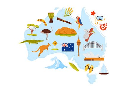 Travel to Australia, architecture, an Object Illustration by Flashvector