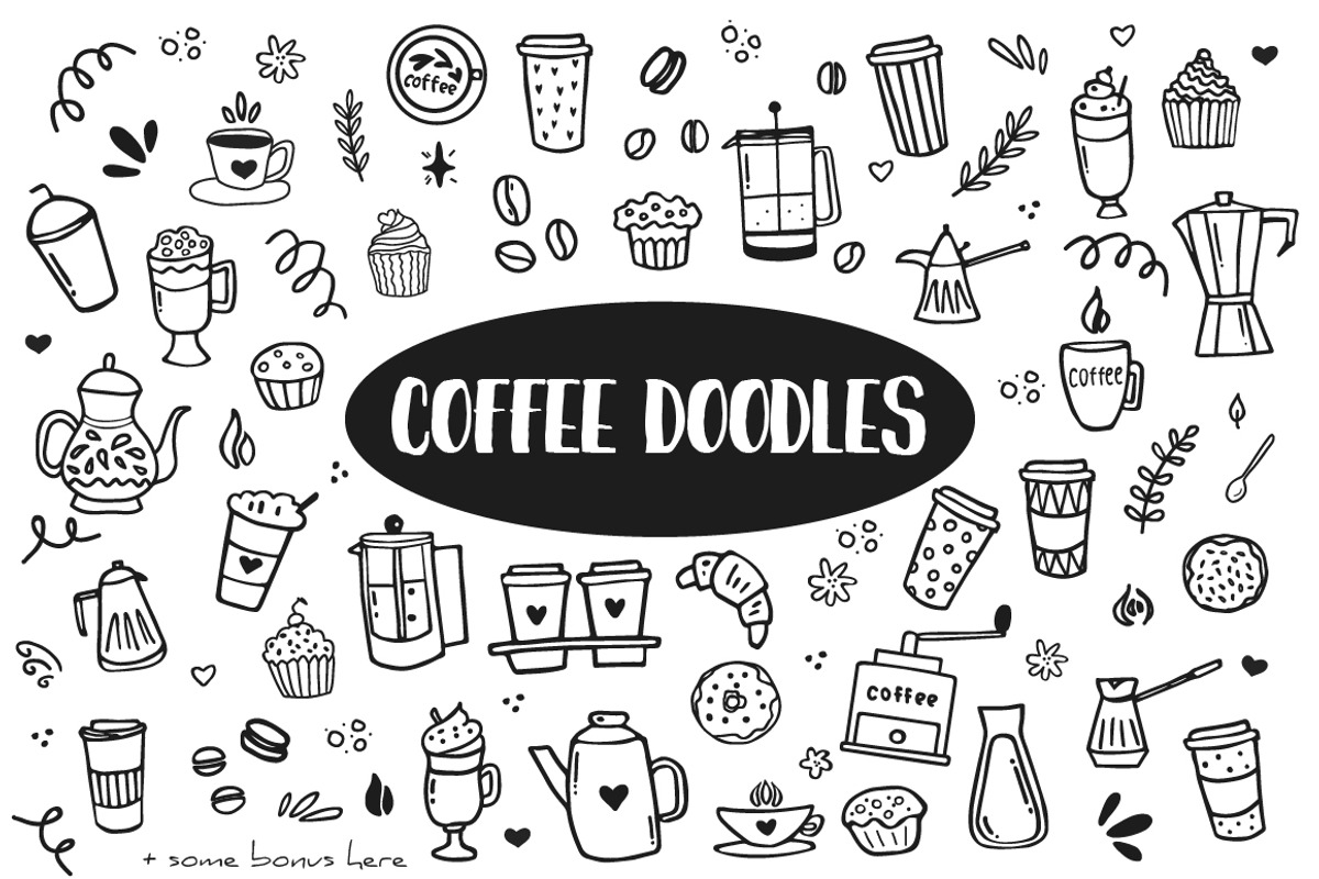 Peace, Love and Coffee set, a Food Illustration by Cozy pattern shop (Photo 5 of 12)