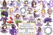 Watercolor Magical Fairies Clipart, a Seasonal Illustration by Design Market (Thumbnail 1 of 4)