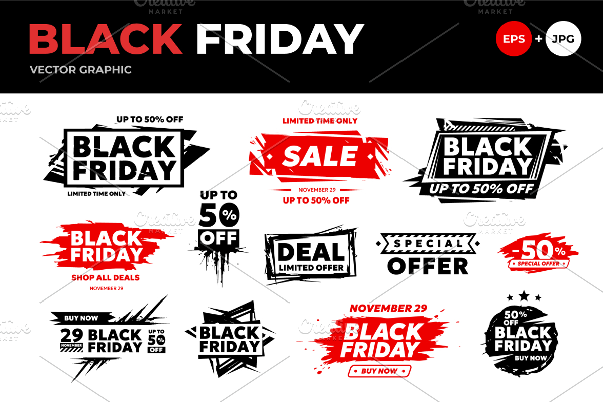 Black Friday | Set of Stamp and Labe, a Graphic by wowomnom