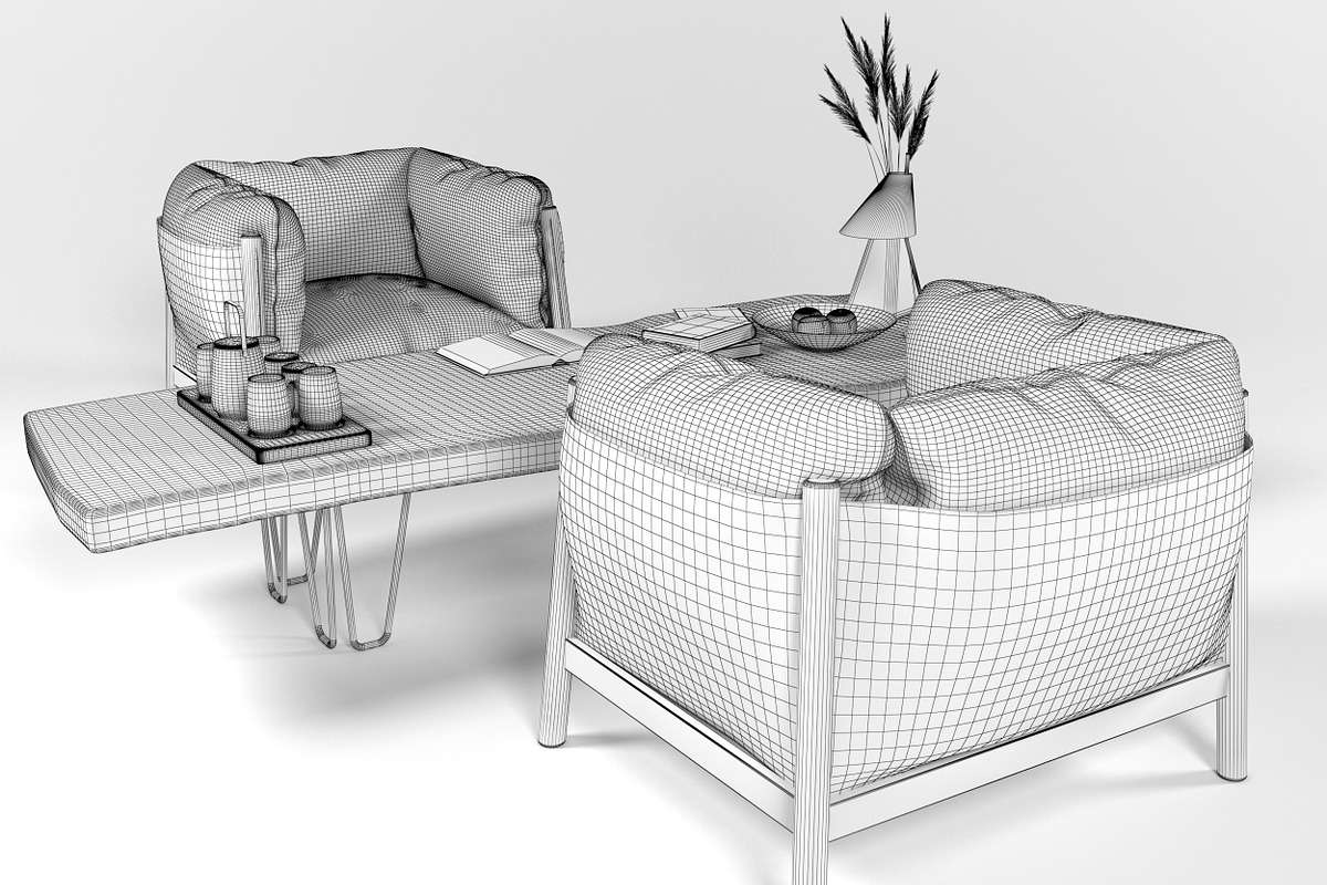 Yak armchairs set, a Furniture 3D Model by inDahouze (Photo 8 of 10)