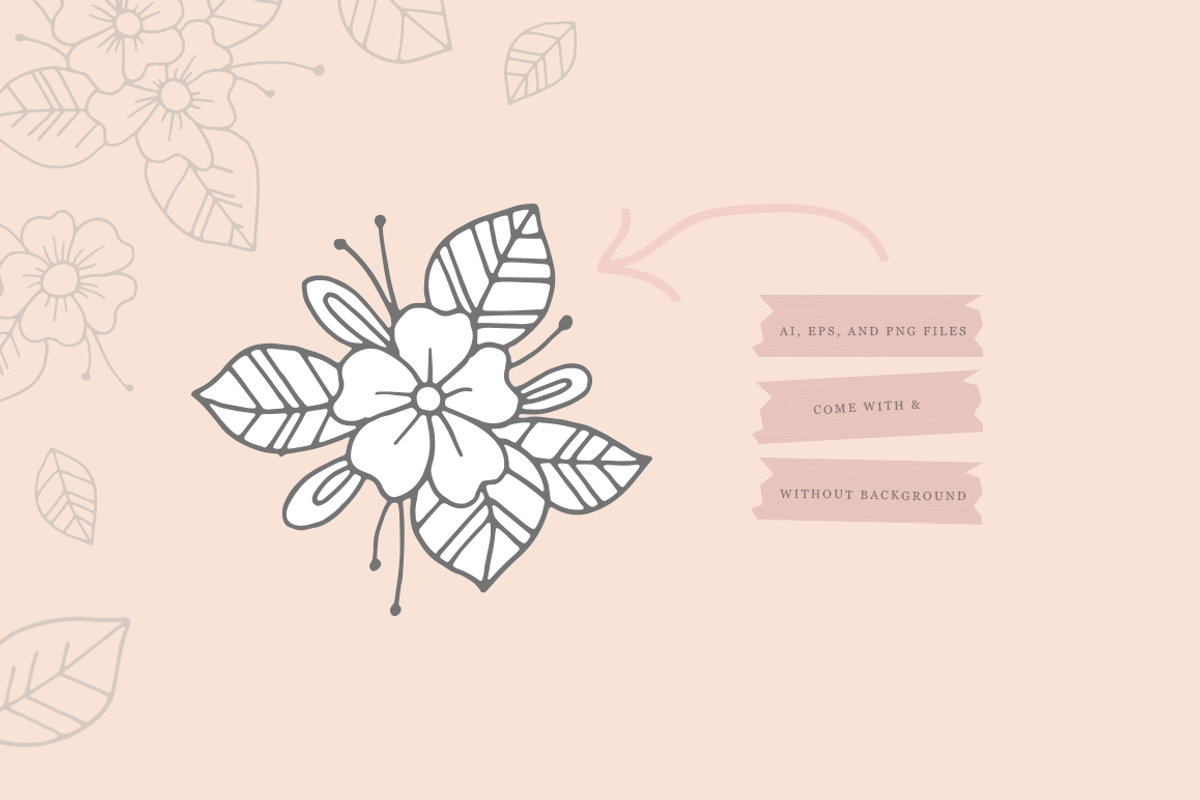 30 Hand Drawn Floral Elements, a Decorative Illustration by By Kerri Ann (Photo 3 of 6)
