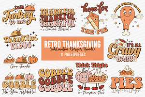 Retro Thanksgiving PNG Bundle