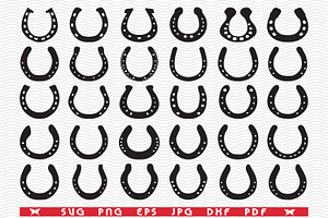 SVG Horseshoes, Isolated Silhouettes