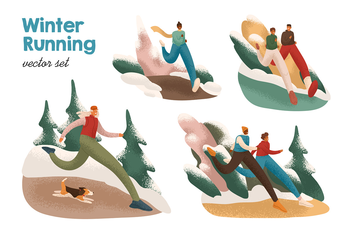 People running in winter set, a Sport Illustration by Good Studio (Photo 1 of 5)