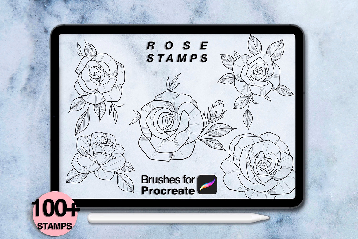 100 procreate rose stamps, a Brush Add-On by Arts For Peace (Photo 7 of 8)