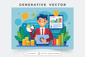 A cheerful person examines colorful, a Graphic by SouravDesign
