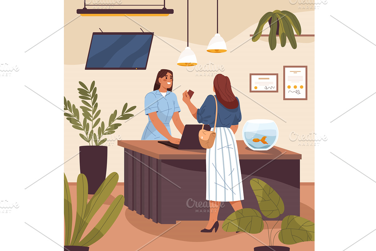 Woman at clinic or hospital, a Healthcare Illustration by Elegant Solution