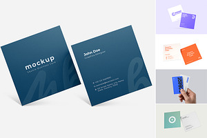 Square Business Card Mockup Bundle, an Advertising Mockup by graphypix