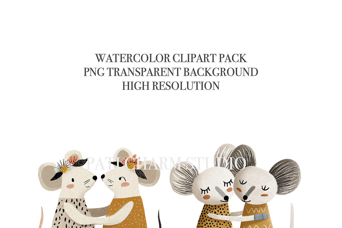 20 Sister Mouse Clipart PNGs, an Animal Illustration by Pati Charm Studio (Photo 5 of 8)
