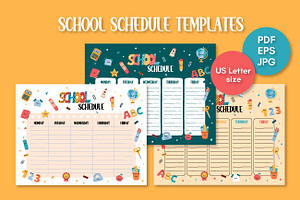 School Schedule Printable Templates, a Stationery Template by AnnaViolet_store