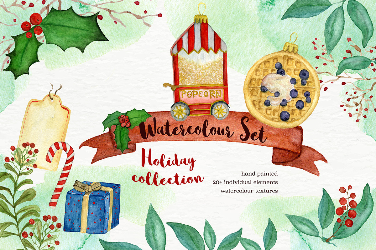 Christmas Edition Watercolor Set, a Seasonal Illustration by paperlions (Photo 1 of 4)