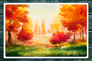 Autumn watercolor landscapes, an Illustration by AlexGreenArt (Thumbnail 2 of 11)