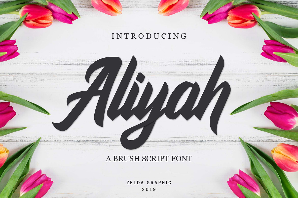 Aliyah script font, a Script Font by Zelda Graphic (Photo 1 of 6)