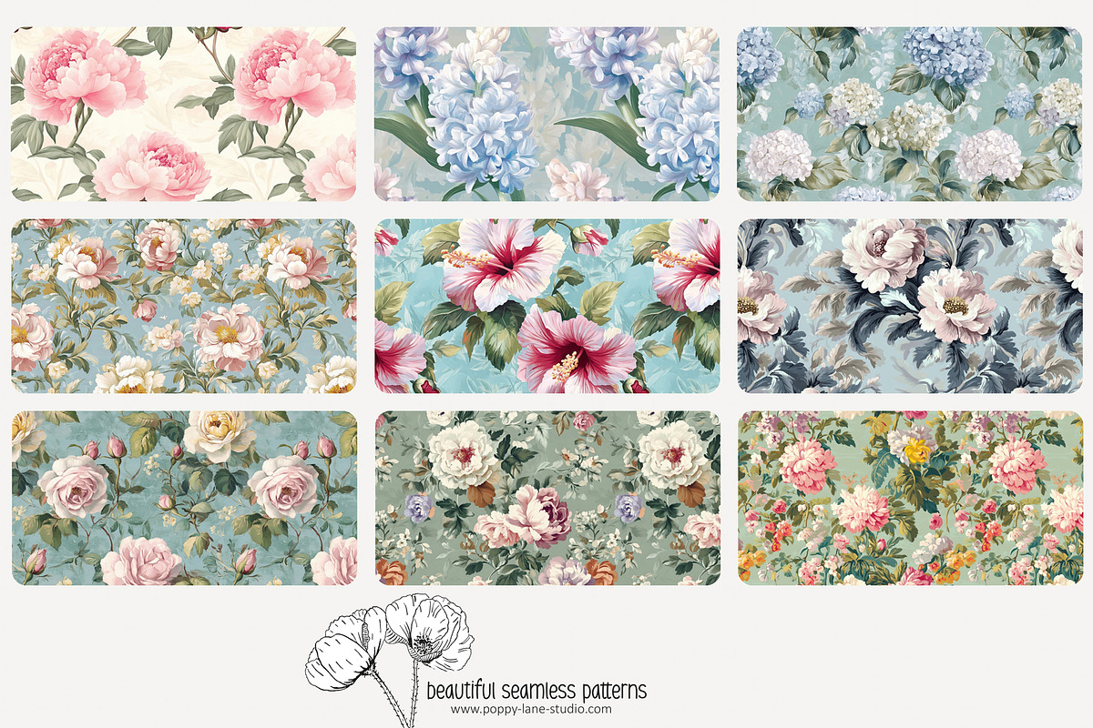 70 baroque floral seamless pattern, a Pattern Graphic by Poppy Lane Studio (Photo 5 of 10)