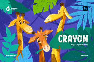 Joyful Crayon Photoshop Brushes, a Brush Add-On by brushapes.com