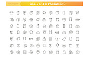 Packaging Icons Set Line Icons, an Outline Icon by Tettygreen (Thumbnail 1 of 2)