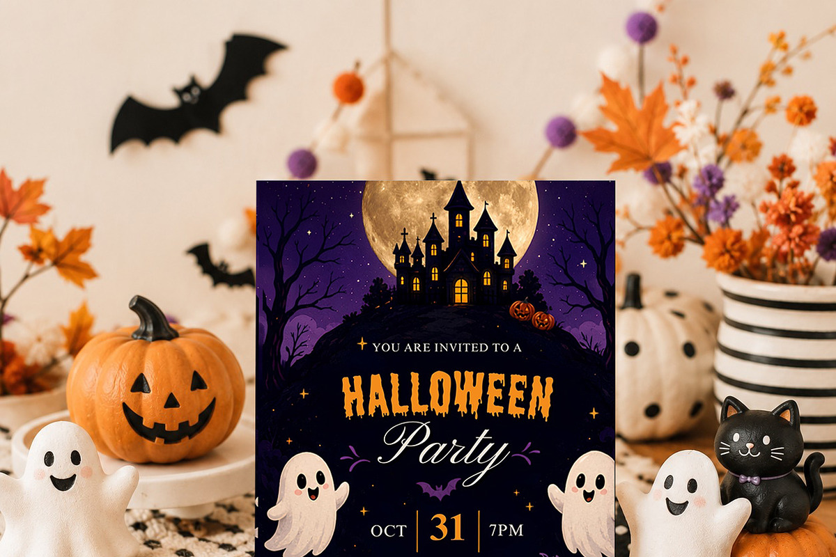 Cute Ghost Halloween Invitation, an Invitation Template by Arslan (Photo 4 of 5)