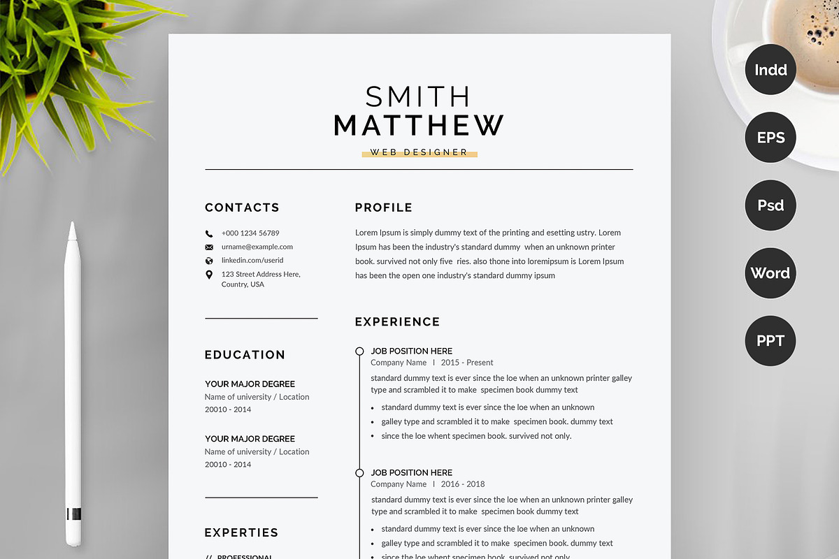 Word Resume Template / CV, a Resume Template by Aspect_Studio (Photo 1 of 4)