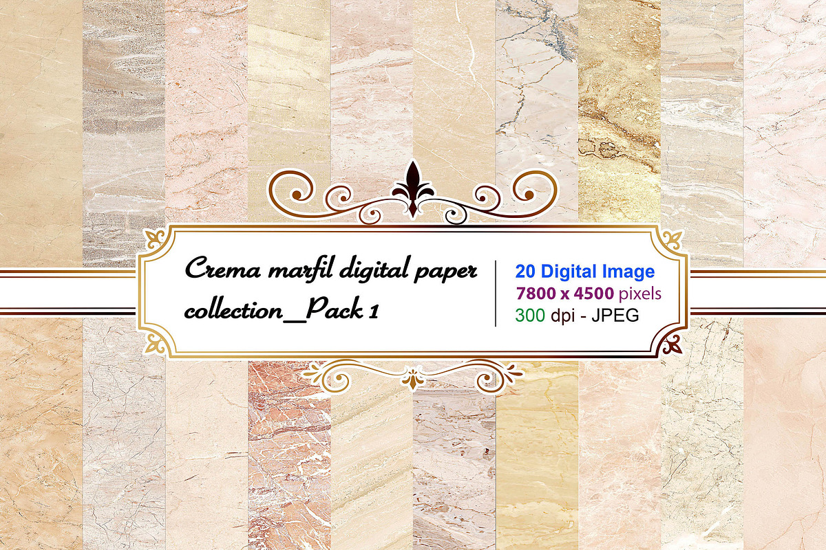 Beige Marble Digital Paper, a Texture Graphic by JustArtDigital (Photo 1 of 7)