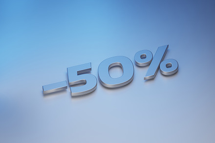 Fifty percent discount on light background