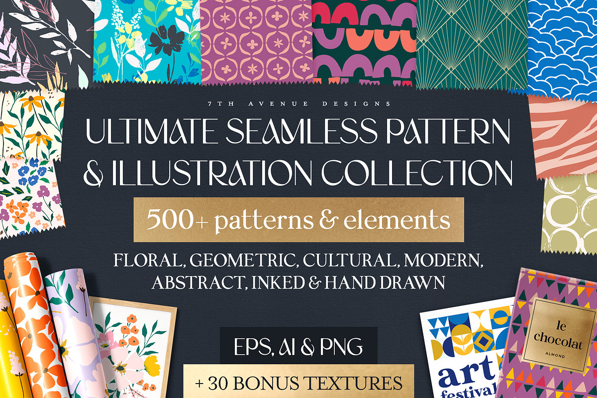 Hand Drawn Floral, Geo, & Abstract, a Texture Illustration by 7th Avenue Designs (Photo 1 of 54)