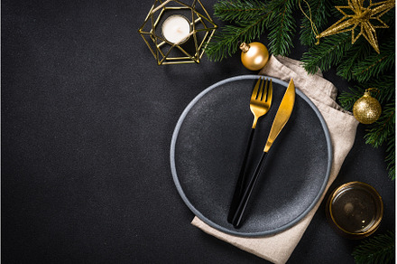 Christmas table setting with holiday, a Holiday Photo by Nadia-nb