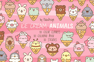 Cute Kawaii Ice Cream Animals