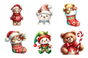 Christmas Teddy Bear Clipart, an Illustration by Design Market (Thumbnail 5 of 5)