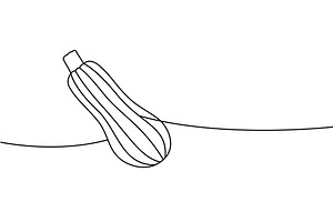 Zucchini one line continuous drawing, a Food Illustration by GraphiShop