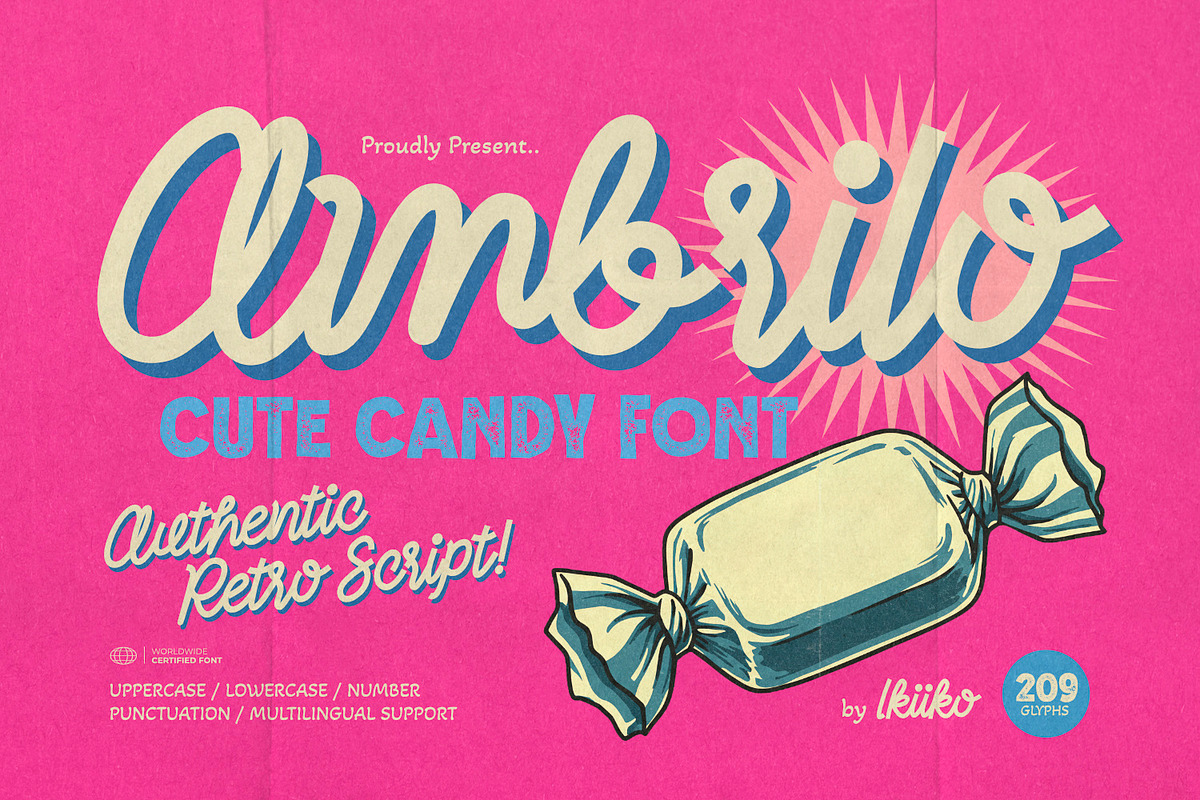 Ambrilo - Cute Candy Font, a Font by ikiiko (Photo 1 of 7)