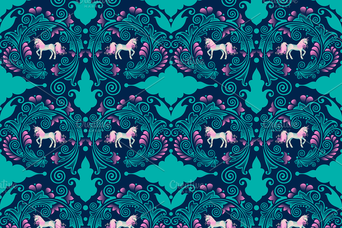 Unicorn Garden. Seamless pattern, a Pattern Graphic by sovarina (Photo 1 of 3)