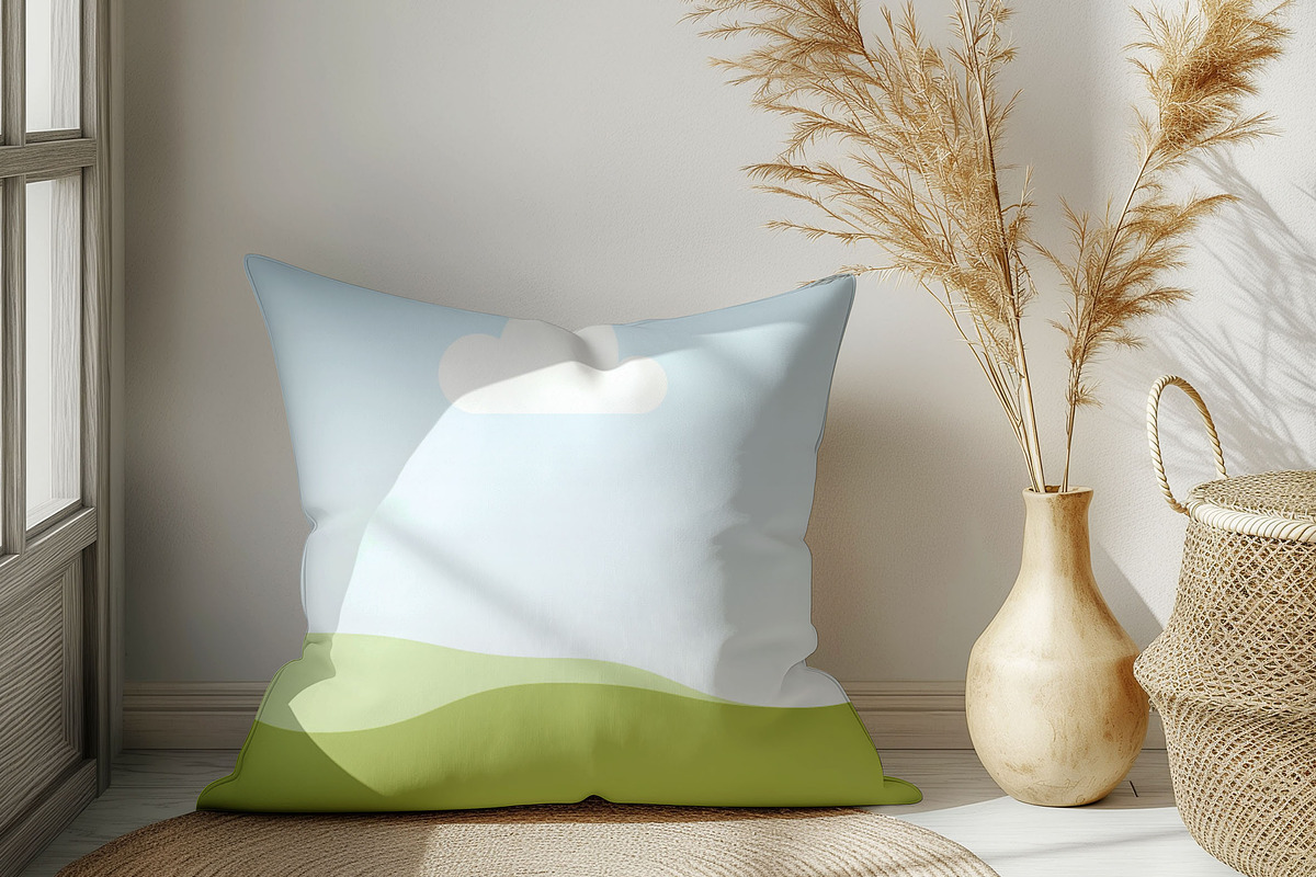 Living Room Square Pillow Mockup, a Household Mockup by NoemieDesigns (Photo 4 of 11)