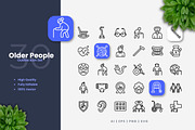 Older People Outline Icons, an Outline Icon by Upnowgraphic (Thumbnail 1 of 2)