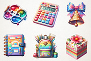 School Clipart Set, School Supplies, an Illustration by RobertsArt (Thumbnail 6 of 7)