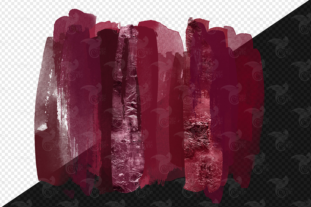Burgundy Watercolor Brush Strokes, an Illustration by Digital Curio