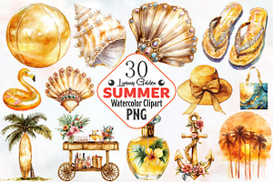 Luxury Golden Summer Clipart, an Illustration by RobertsArt