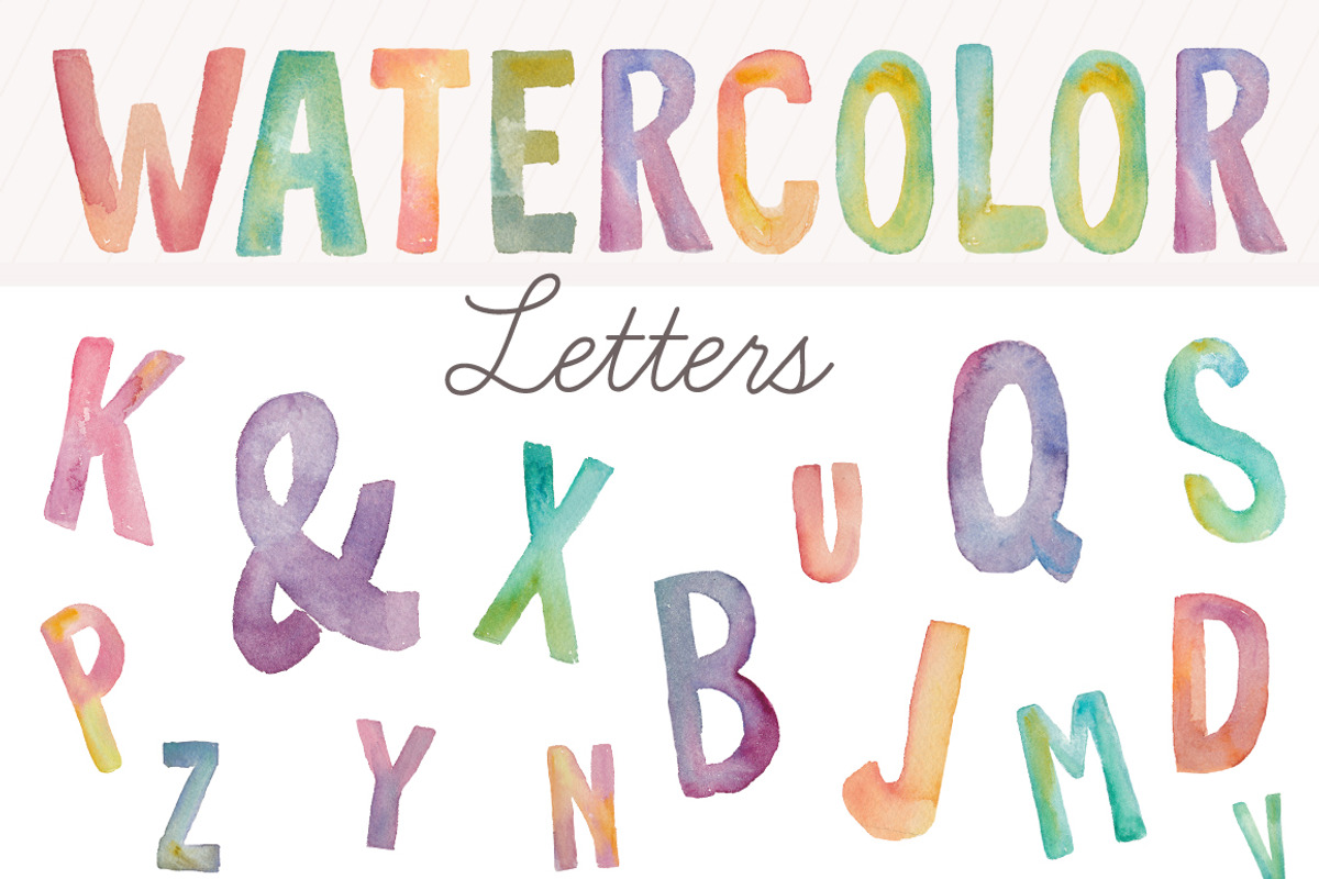 Watercolor Letters- Clip Art, an Illustration by Angie Makes (Photo 1 of 3)