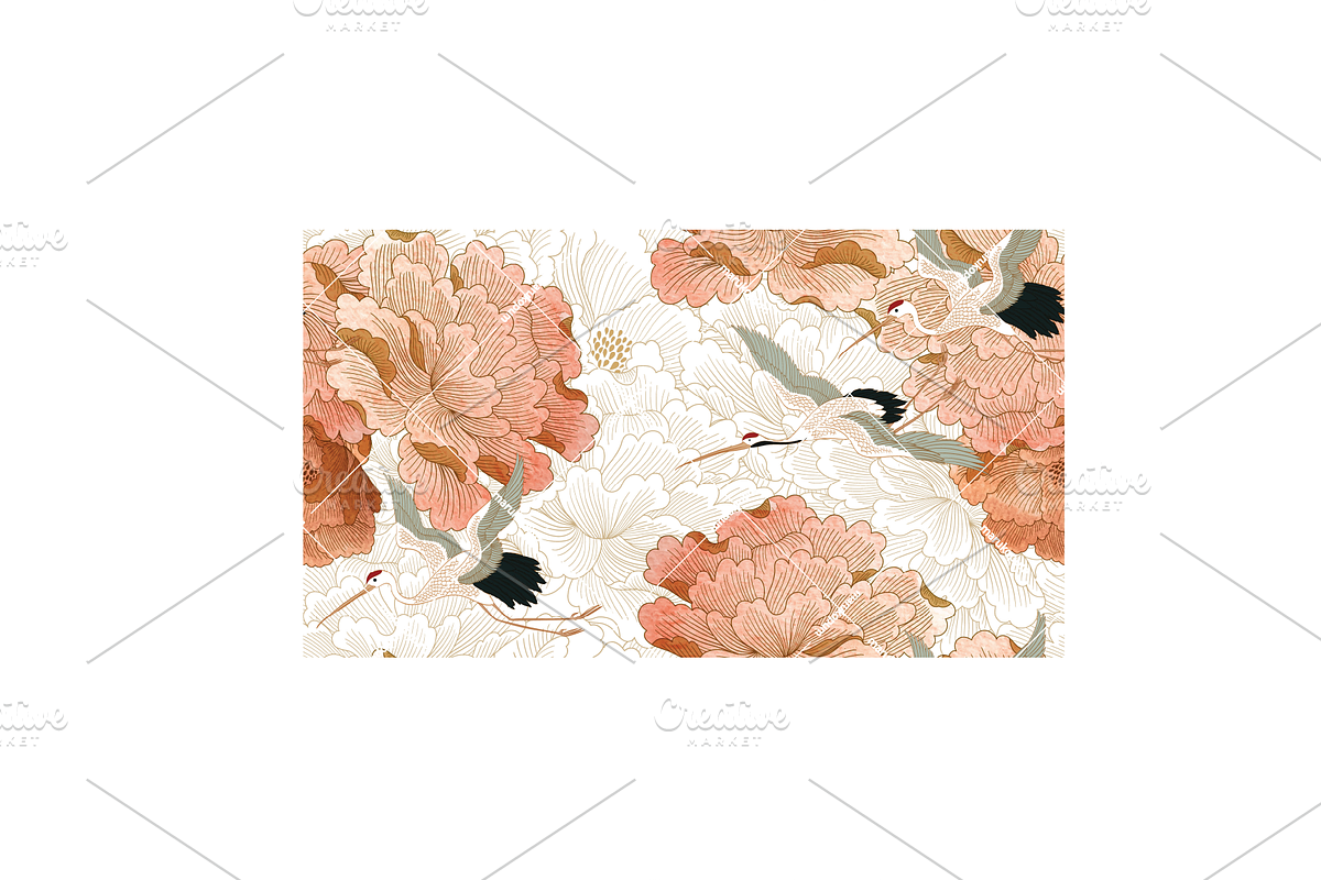 Crane birds with natural elements, a Pattern Graphic by marukopum (Photo 2 of 15)