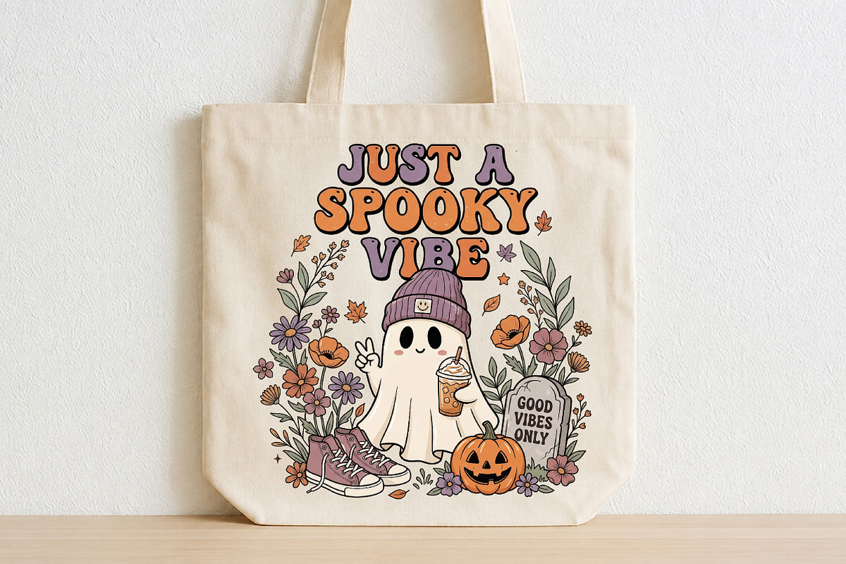 Vintage Spooky Vibe Halloween Ghost, a Seasonal Illustration by CraftArtStudio (Photo 2 of 4)