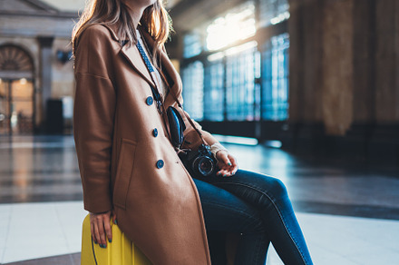Girl at the station featuring woman, waiting, and suitcase